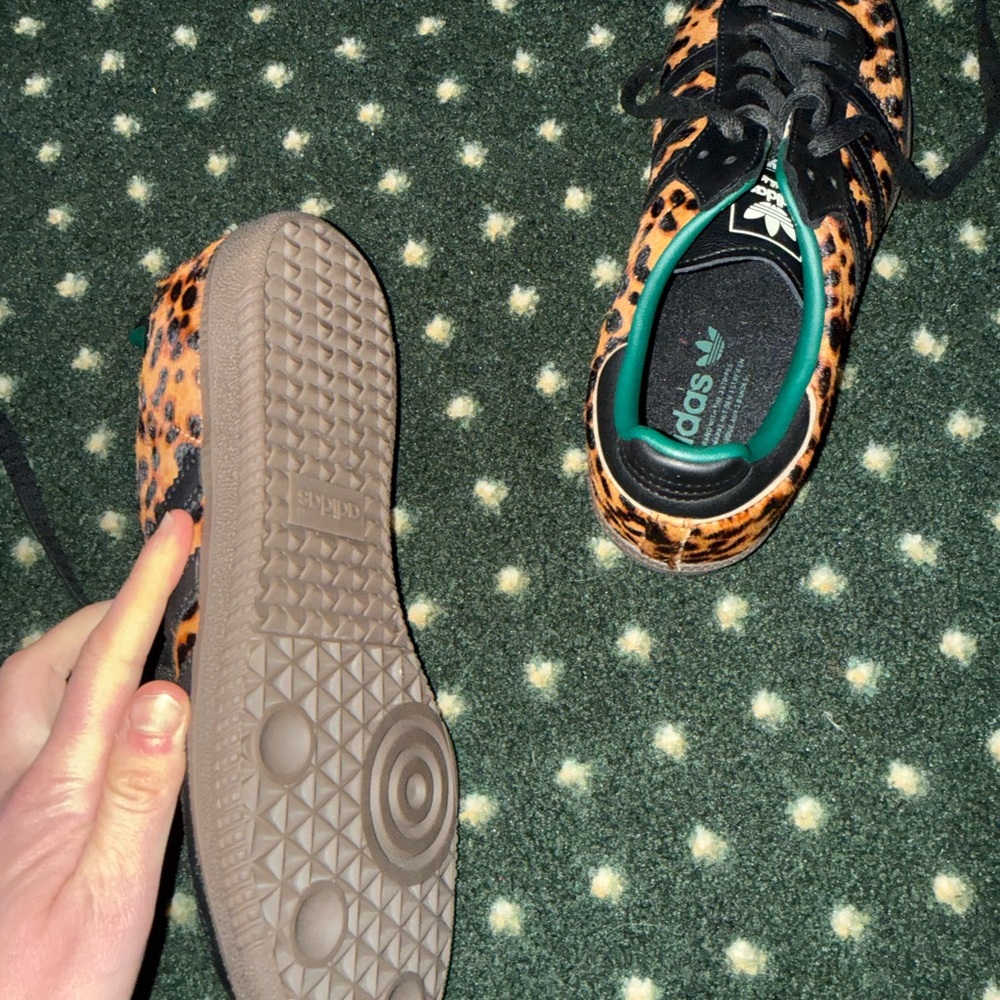 Adidas Women’s Leopard Print Lace-Up Sneakers in Orange/Black